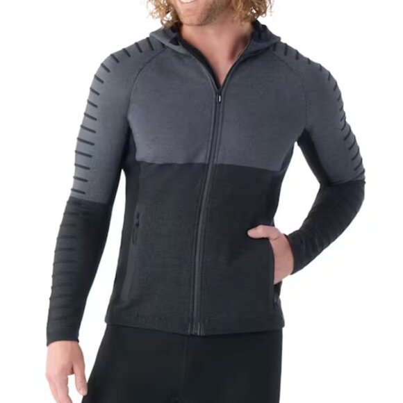 Smartwool Mens Intraknit Merino Fleece Full Zip Hoodie Black Gray Size Large - Picture 1 of 15